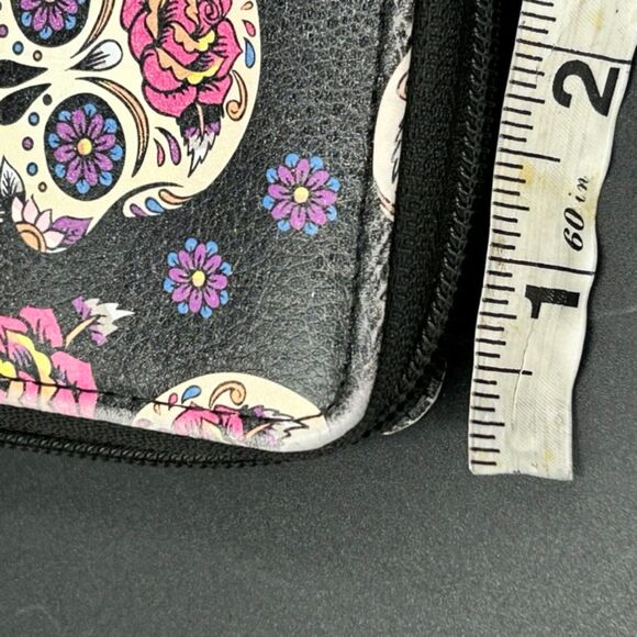 Sugar Skull Zip Around Wallet Faux Leather - Picture 9 of 11